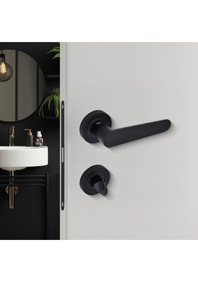 Sese Ada Modeli Rozetli Wc Kapı Kolu Siyah 200-204r-02-02