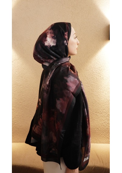 Mirsoy Scarf Pamuk Etnik Desen Şal Bordo