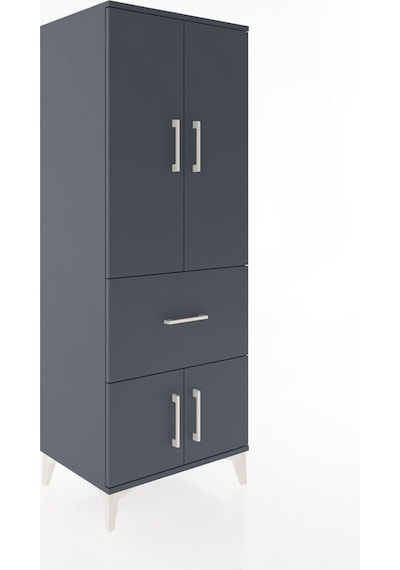 Hyperion Dolap 3 Raflı Tek Çekmeceli 4 Kapaklı 60x44x163 Antr... Antrasit