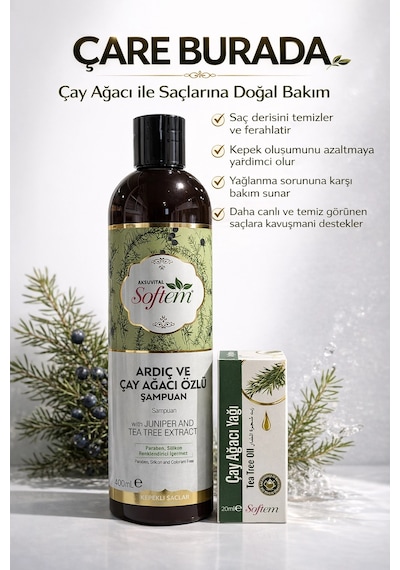 Ardıç Ve Çay Ağacı Özlü Şampuan 400 Ml + Çay Ağacı Yağı 20 Ml