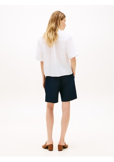 Tommy Hilfiger Ess Lınen Ss Shırt Kadın Beyaz Kk Gömlek - Ww0ww48925