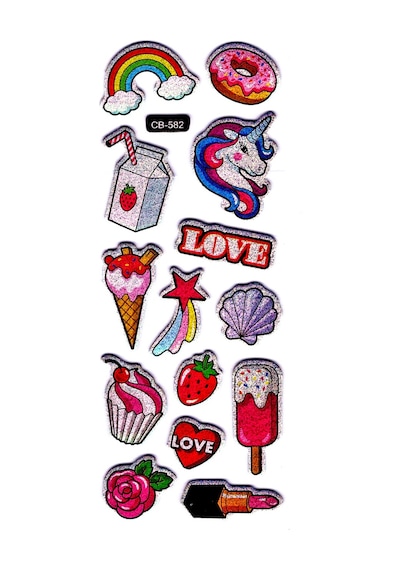 Sticker Kabartmalı Sticker Defter, Planlayıcı Etiket - Cb-582 16x7 Cm- Unicorn Love