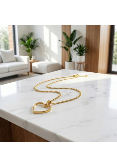 Tahtakale Toptancı Epoksi Kalp Model Metal Kolye Takı Ucu 5 Adet Gold Gold