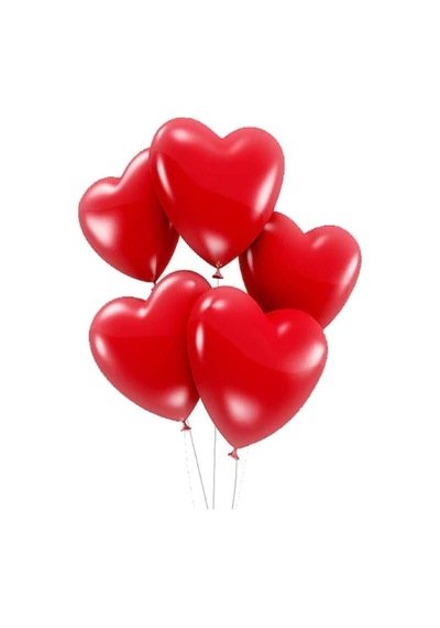 Roseroi 50 Adet Kırmızı Baskısız Balonu 30 Cm Romantik Kalpli Balon