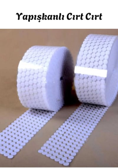 Cırt Cırt Bant Yuvarlak 1 Cm 100 Adet Arkası Yapışkanlı Beyaz