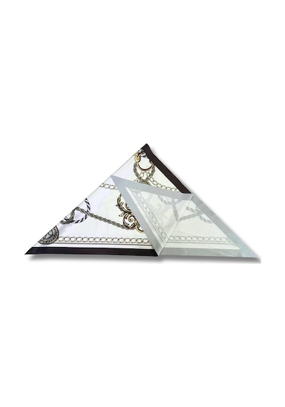 Tarzını Seç Zincir Desenli Kahverengi Üçgen Fular Bandana Estacraft - 100x45 Cm