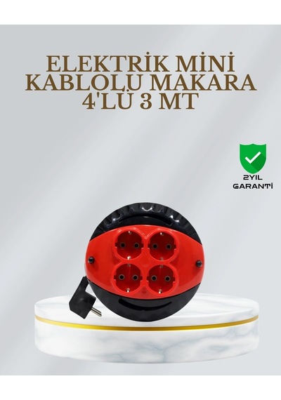Ce Belgeli 3 Metre 4 Lü Kablolu Priz Makara Standart