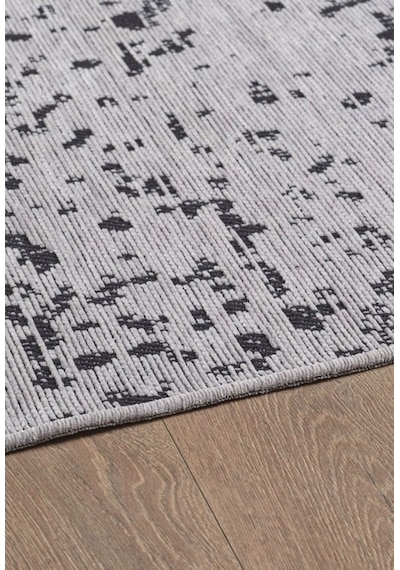 Bohem Tarz Geometrik Desenli Pamuk Taban Gri Renk Şönil Kilim