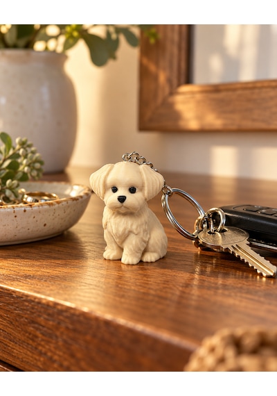 Sevimli Köpek Figürlü Anahtarlık Çanta Süsü Dekoratif Aksesuar Ten Rengi