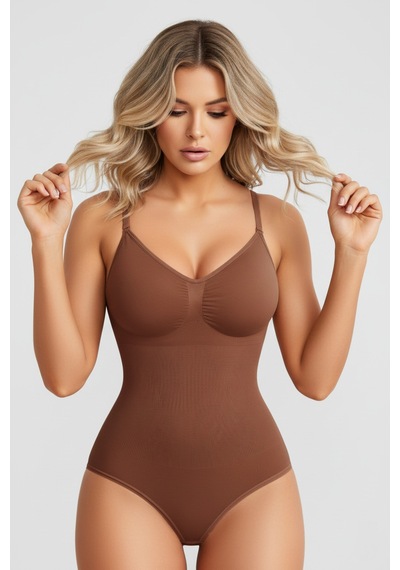 Mistirik Mamey Model Örme Kumaş Toparlayıcı Çıtçıtlı Body Kahve Renk Zıbın 4