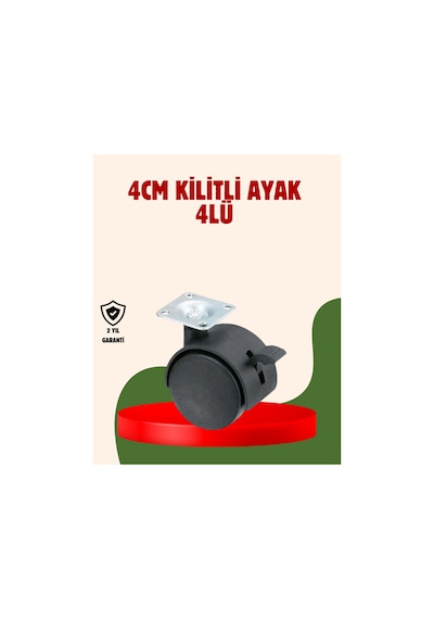 4 Cm Kilitli Döner Ayak 4 Adet Sehpa Ve Mobilya Ayağı Çok Renkli