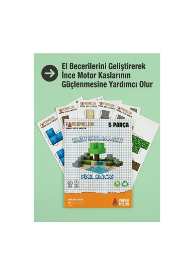 Piksel Bloklar Origami Seti, Kağıt Katlama Seti Paper Craft, Ebeveyn Çocuk Aktiviteleri