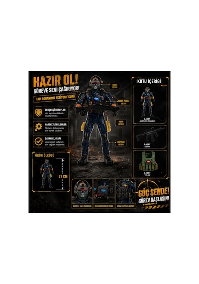 Swat Askeri Aksiyon Figürü Seti 1:6 Ölçek, 31 Cm - 893561175