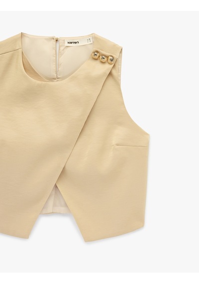 Koton Yuvarlak Yaka Aksesuar Detaylı Asimetrik Kesim Saten Yelek Lıght Gold 6sak20084uw Lg2 Koton Yuvarlak Yaka Aksesuar Detaylı Asimetrik Kesim Saten Yelek Lıght Gold 6sak20084uw Lg2
