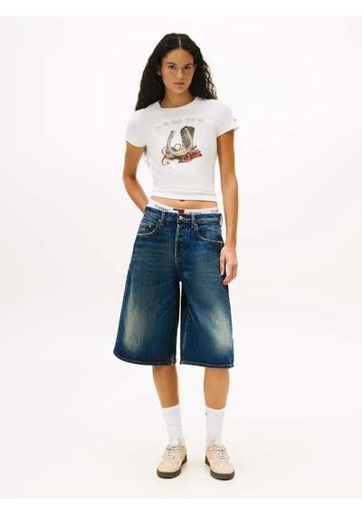 Tommy Hilfiger Tjw Slım Idaho Novel, Ybh Beyaz Kadın T-shirt