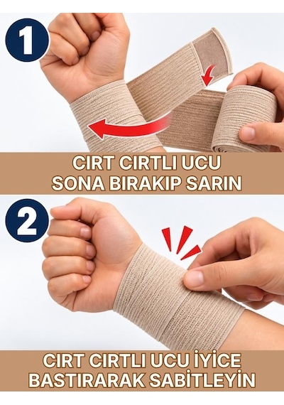 Premium Elastik Bandaj 15 Cm, Cırt Bantlı, Metal Kopçasız, 4,5 Metreye Kadar Uzar, Yoğun Dokuma, Güçlü Kompresyon Desteği Bej