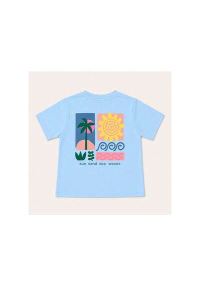 Tuffy Kids Kız Çocuk Güneş Baskılı Kısa Kollu Tişört mavi