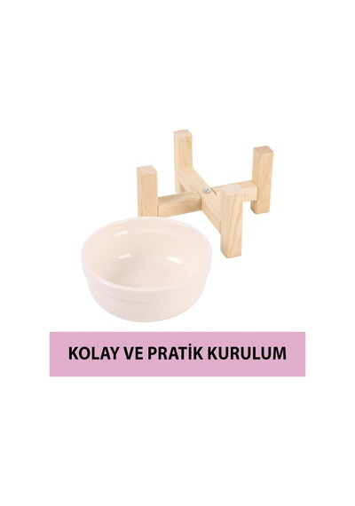 Gobypet Always The Best Mama Kabı, Ahşap Kedi Mama Kabı, İki Adet , Kedi Mama Su Kabı, Ahşap Standlı Kedi Köpek