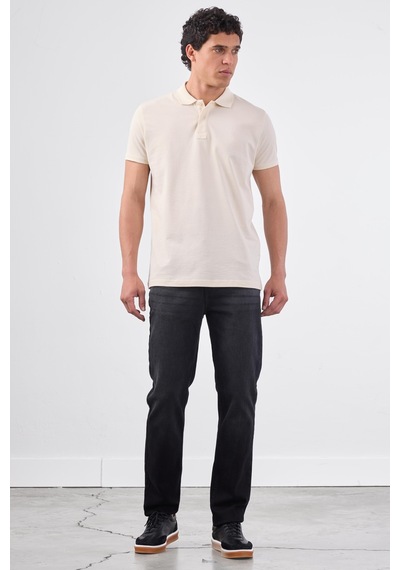 Dufy Ekru Düz Erkek T-shirt - Slim Fit Ekru