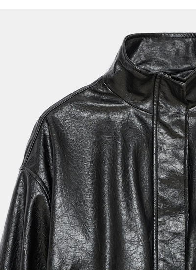 Dilvin 60836 Suni Deri Bomber Ceket Siyah