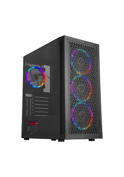 Rampage Platino 600W 80+ Bronze 4 x Rainbow Fanlı Mid Tower Bilgisayar Kasası Siyah