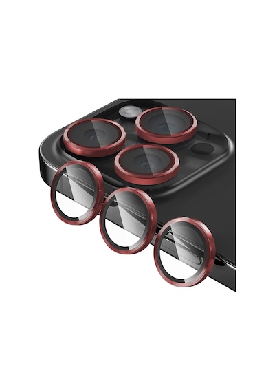 Buff Apple Uyumlu iPhone 15 Pro Max / 15 Pro Kamera Metal Lens Koruyucu Bordo