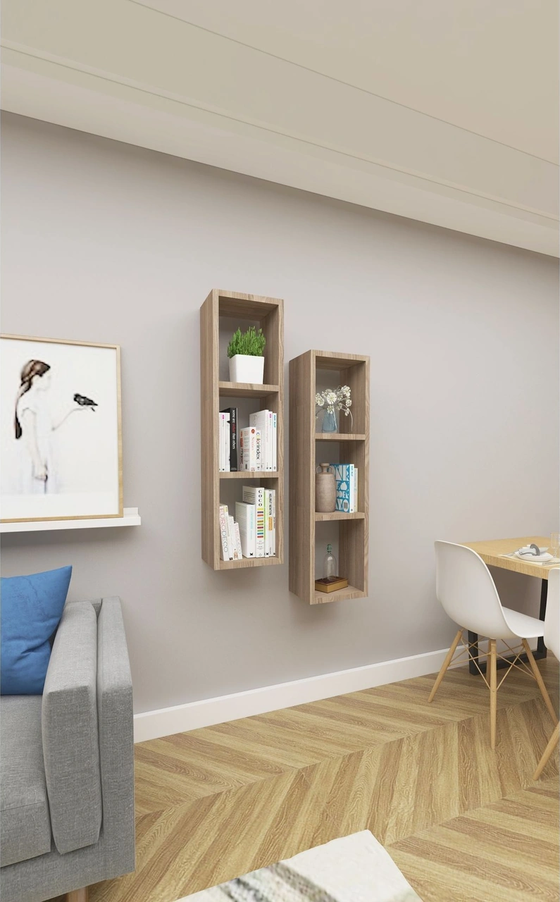 Kitaplık Salon Duvar Rafı Çapraz Ikili Mobilya Takım Cordoba Cordoba