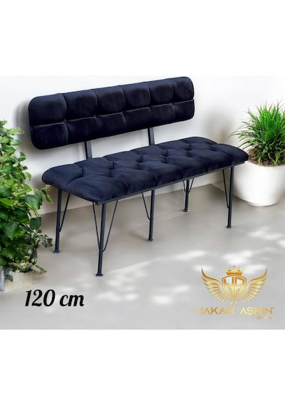 By Hakan Aşkın 120 Cm Metal Ayaklı Metal Alt Kasalı Siyah Babyface New 2025 Sırtlı Bench - Bank