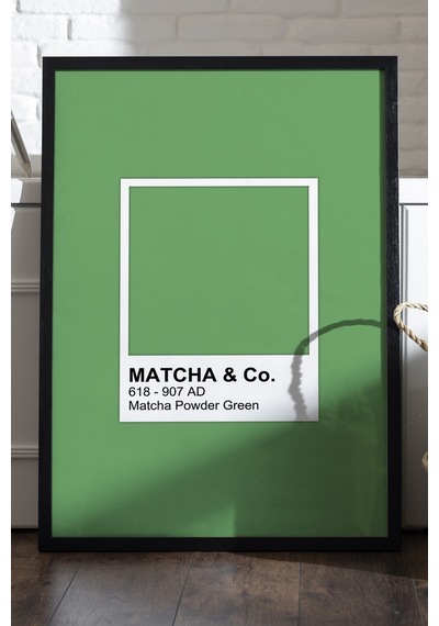 Pantone Matcha Yeşili Siyah Ahşap Çerçeveli Poster, Dekoratif Duvar Tablosu