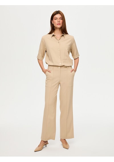 Cep Detaylı Wide Leg Fit Viskon Pantolon S26pnt027 Us26pnt02734 Bej
