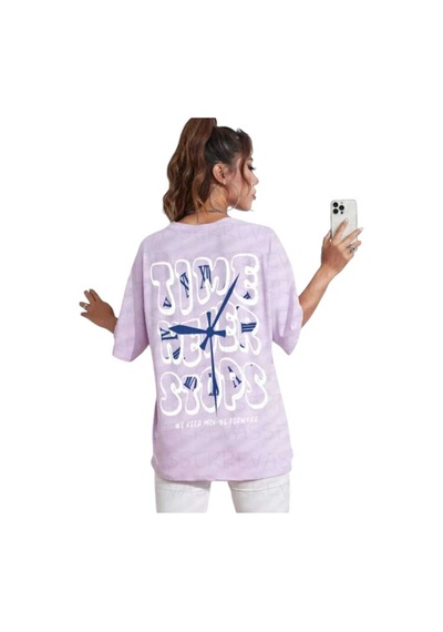 Kozia Outdoors Malkoçbey Time Baskılı Oversize Basic T-shirt Lila