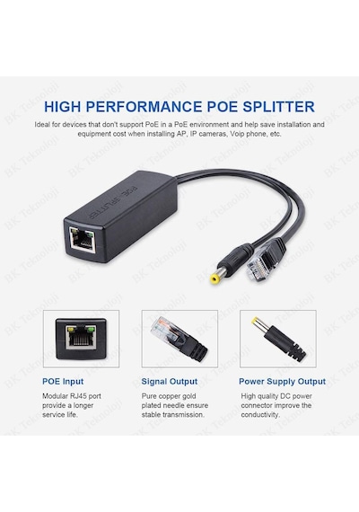 IP Kameralar için Aktif POE Splitter Adaptörü IEEE 802.3af/at Uyu