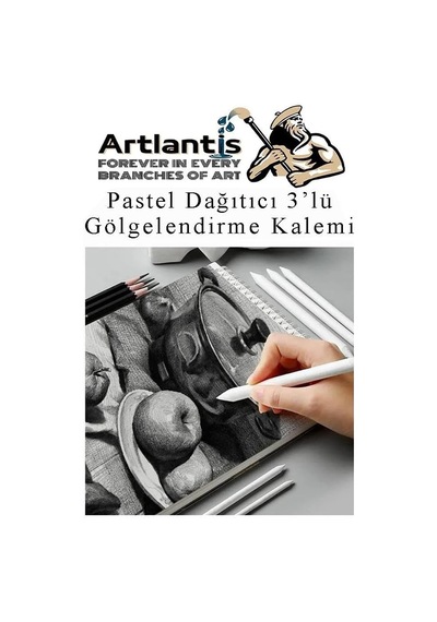 Artlantis Pastel Dağıtıcı Gölgelendirme Kalemi 3 Lü 1 Paket Kaynaştırma Kalemi Kara Kalem Dağıtıcı Kalem Ka