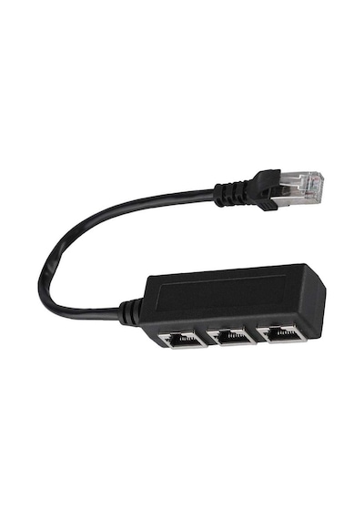 Rj45 Ethernet Splitter Adaptör 1 Erkek 3 Dişi Lan Çoklayıcı İnternet Paylaştırıcı Cat5 Cat6 Ağ