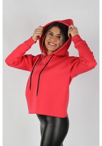 Kadın Kapüşonlu Sweatshirt Nar Çok Renkli