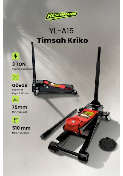 Res-yl-a15 Profesyonel Timsah Kriko 3 Ton - Alçak Profil