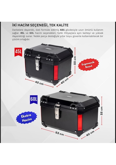Rexx 45 Litre Abs Motosiklet Arka Çanta - 02-renkli Tek Renk