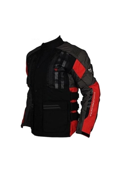 Venom Tourex Touring Siyah-kırmızı Motosiklet Ceketi Kalıplar Dardır Bir Beden Büyük Sipariş Veriniz