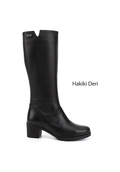Gönderi(R) Gönderir Kadın Siyah Floter Fermuarlı Kalın Topuklu Hakiki Deri Çizme Gkzc13446529 Siyah