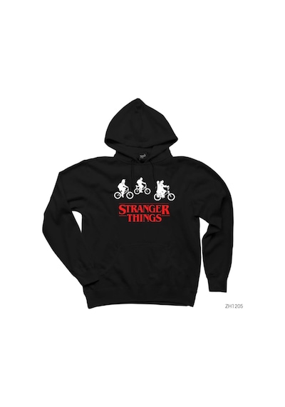 Stranger Things Bicycle Siyah Kapşonlu Sweatshirt Hoodie Siyah