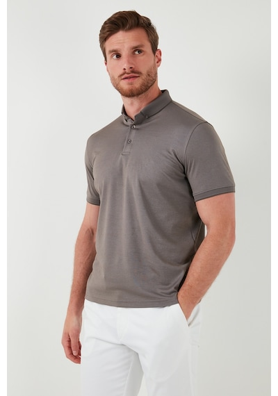 Buratti Pamuklu Slim Fit Erkek Polo Yaka T Shirt 646R1000 Vizon-Füme