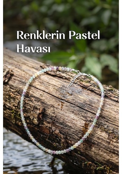 Florit Taşı Faset Kesim Kolye 3 Mm Paslanmaz Çelik Çok Renkli