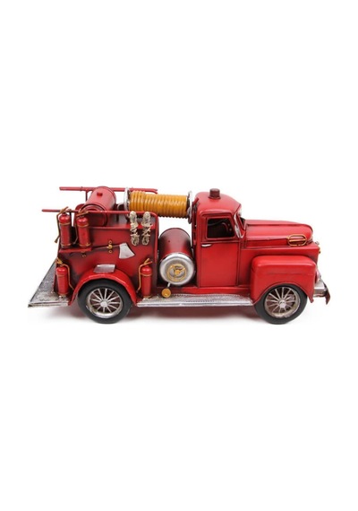 Dekoratif Retro Vintage Metal İtfaiye Arabası 41cm