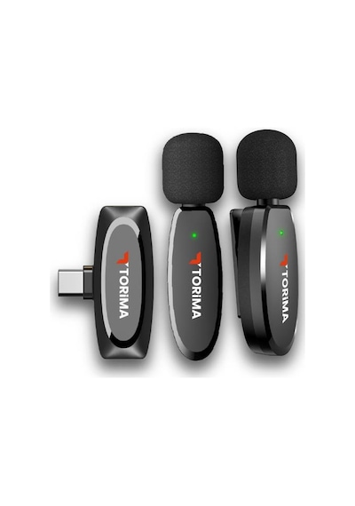 Torima Wm-01 Type-c Uyumlu 360 Ses Algılama Özelikli Kablosuz Yaka Mikrofonu Siyah