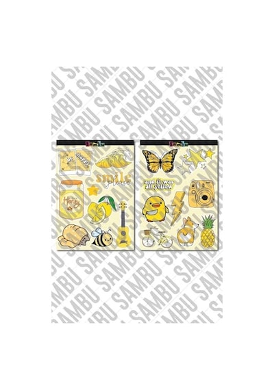 Yellow Aesthetic Temalı Sticker Etiket Seti 1 - Sarı Sticker - Laptop Notebook Telefon Diğer