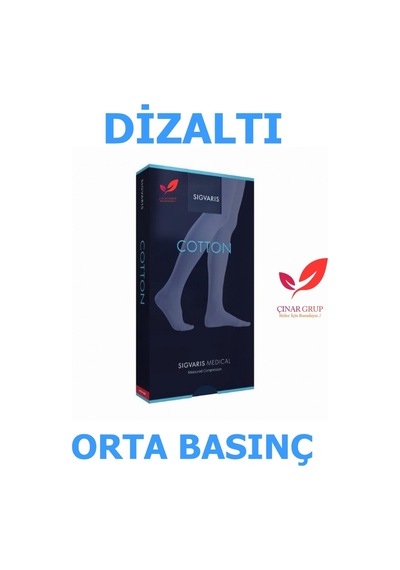Sigvaris Cotton Diz Altı/Diz Altı Varis Çorabı (Ccl2 Orta Basınç) Siyah CCL2 M Kapalı Normal