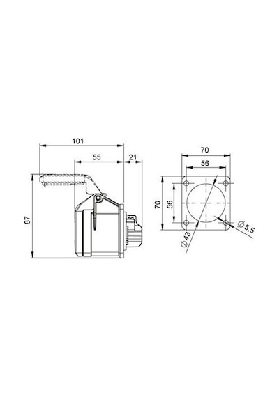 Mete Enerji 3x16a. Ip44 Makine Prizi -düz- Vidalı Bağl. 406502v