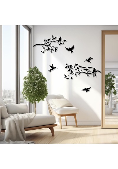 Ayrex Pduoduo 4 Adet Büyük Metal Kuşlar Şube Duvar Sanatı Dekoru, Metal Kuşlar Siluet Duvar Dekoru, Balkon Bahçe Diğer