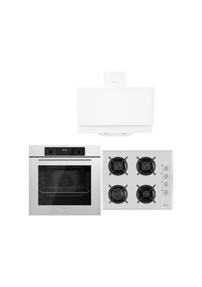 Ferre Whıte Plus Serisi QBL63CB-1140B-D017 3lü Cam Ankastre Set