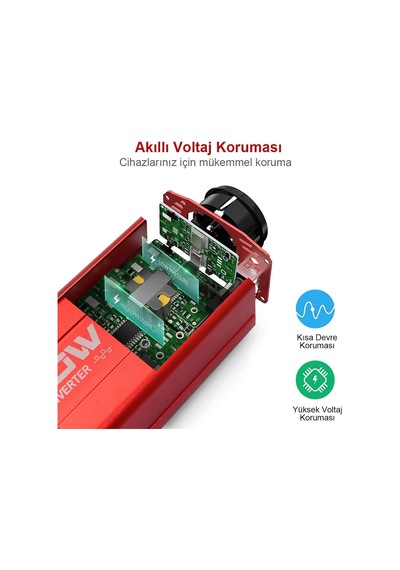 Kbn300 12v/220v 300watt Modifiye Sinüs Dönüştürücü İnvertör Çok Renkli